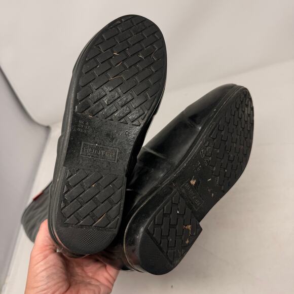 Hunter Regent Savoy Quilted Gloss Wellington Boots Black Waterproof Size 6 - Picture 9 of 12